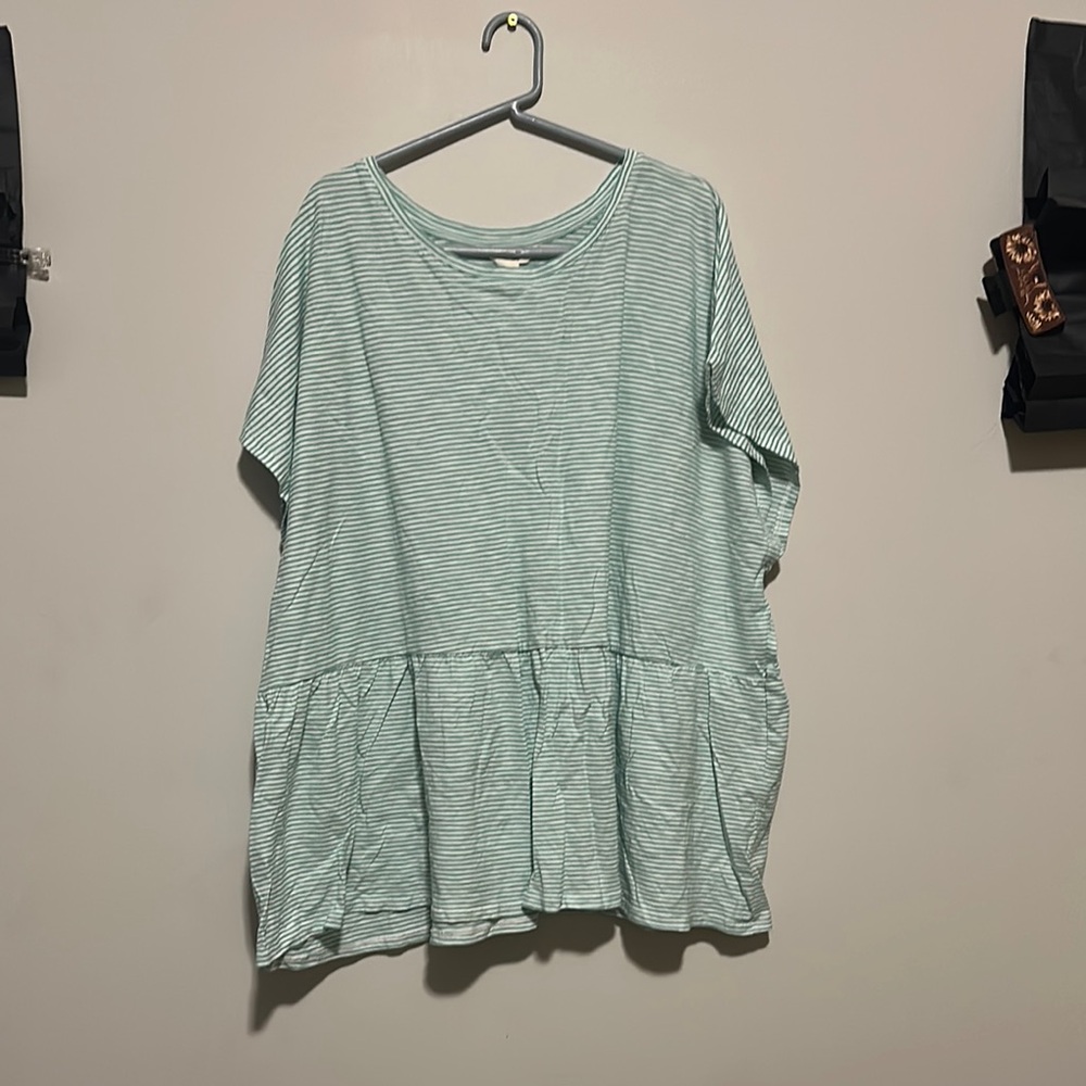 Terra & Sky Green Boxy Short Sleeve Tunic